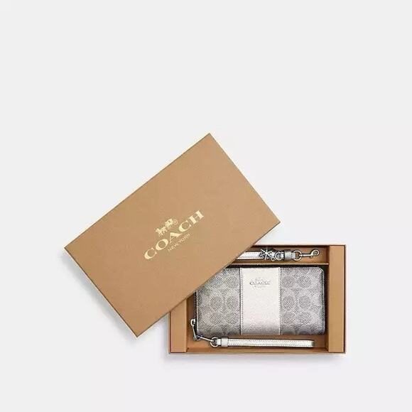 NWT COACH Boxed Long Zip Around Wallet CCL91 GRAY/SILVER Holiday gift Set - Picture 9 of 10